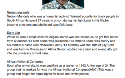 Nelson Mandela Biographies in Year 5